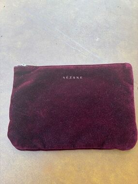Sezane Velvet Plum Zipper Pouch